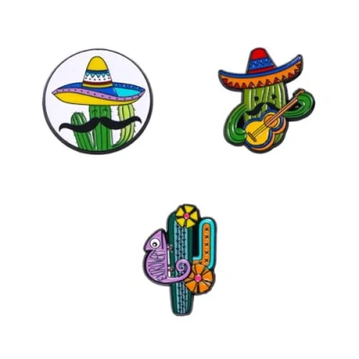 Image of 3Pcs Colored Cactus Enamel Pins Cartoon Plant Brooches Cute Lapel Pin Badges for Girls Women Clothing Backpacks Jackets Accessory