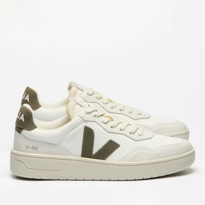Image of Veja Women&#039;s V 90 Sneaker, White Kaki, 7 UK