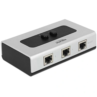 Image of Delock RJ45 Switch 2&gt;1 + 1&gt;2 Bidirc. x 3, 10/100/1000 Mb/s, 87673 (RJ45 Mb/s Half/Full Duplex)