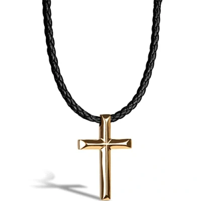 Image of SERASAR Mens Leather Locket Necklace with Pendant Gold 60cm Chain Jewelry Box Genuine Gift Jewellery Choker