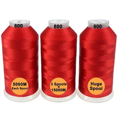 Image of New brothread Set of 3 Red Colors Polyester Machine Embroidery Thread Huge Spool 5000M for All Machines