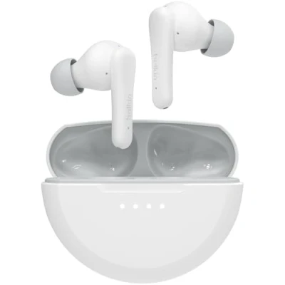 Image of Belkin SoundForm Nano 2 Bluetooth Earbuds for Kids with Built in Microphone, 28H Battery Life, Safe 85dB Volume, IPX5 Water Resistance iPhone,iPad,Galaxy,&amp; More White