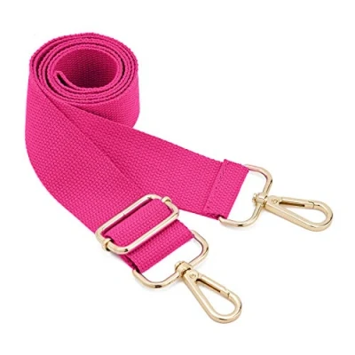 Image of Wide Shoulder Bags Strap,Adjustable Replacement Bag Strap with Metal Swivel Hooks Soft Canvas Purse Straps Belt Messenger Changeable For Crossbody Handbag(Gold Rose Red)