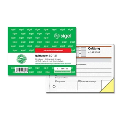 Image of Sigel 2x40Blatt Carbonless Duplicate Receipt with Security Print Landscape Numbered, 1 Items, 50 Sheets Pack of