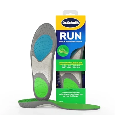 Image of Dr. Scholl&#039;s Run Shock Absorbing Insoles Helps Prevent and Relieve Knee Pain, Shin Splints Plantar Fasciitis, Designed for Runners, Arch Support Running Jogging, UK Shoe Size 3.5 7.5
