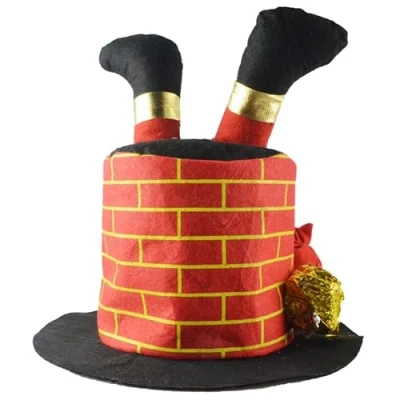 Image of Pohotobooth Props Ltd Santa Stuck In Chimney With Gift Bags Christmas Hat