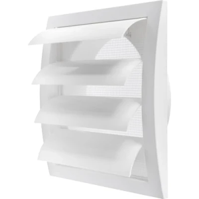 Image of White Exhaust Hood Vent 6&#039;&#039; Inch / 150 mm with Shutters, Built in Pest Guard Screen and Flange, Air Cover Flaps, HVAC Duct Cap, Helps Backdraught/Backdraft