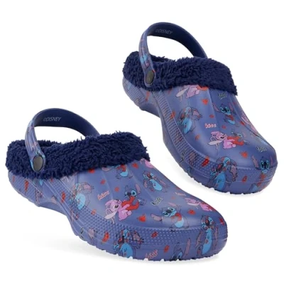 Image of Disney Stitch Clogs for Women Teenagers, Fleece Lined Gifts (Navy, 2.5/3.5 UK)