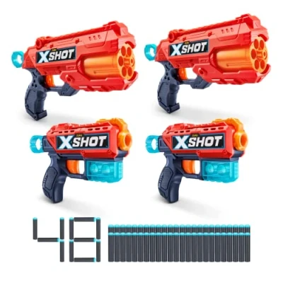 Image of XSHOT Excel Double Kickback Reflex 6 Foam Dart Blaster Combo Value Pack (48 Darts 3 Cans) by ZURU