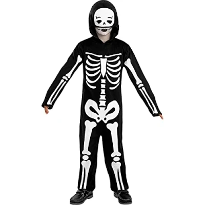 Image of Funidelia Skeleton Costume for boy Skeleton, Skull, Grim Reaper, Horror kids accessory fancy dress &amp; props Halloween, carnival parties Size 5 6 years Black