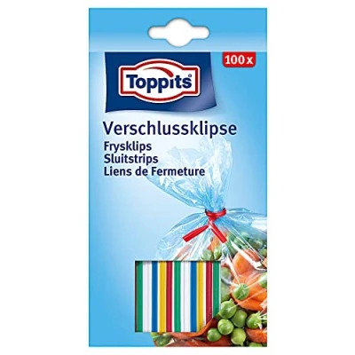 Image of Toppits Binding Strips with Wire Fastening Clip Assorted Colours Pack of 100