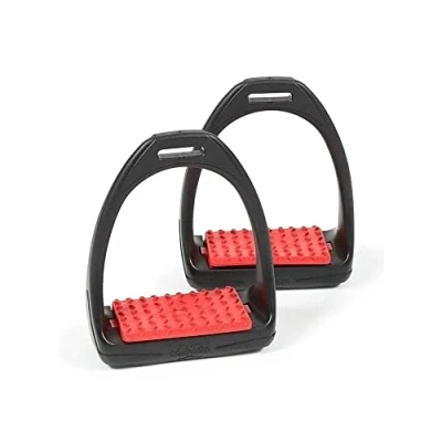 Image of &quot;COMPOSITI&quot; REFLEX STIRRUPS HORSE EQUESTRIAN RIDING TACK [RED] [ONE SIZE]