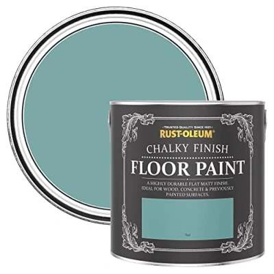 Image of Rust Oleum Blue Scratch Resistant Floor Paint in Matt Finish Teal 2.5L