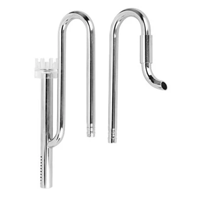 Image of EVTSCAN Aquarium Surface Skimmer Pipe Set Stainless Steel Metal Lily Inflow Outflow with Adjustable Water Flow Acrylic Baskets for Plant Tanks (12mm)
