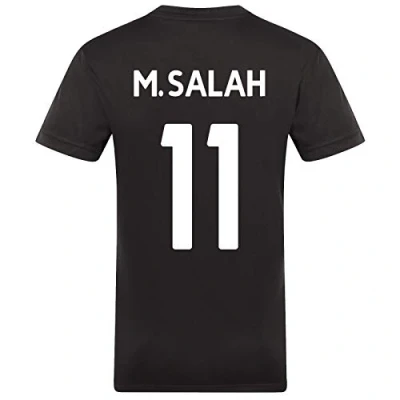 Image of Liverpool FC Boys Salah 11 Poly T Shirt Black Red Stripe 8 9 Yrs
