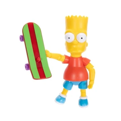 Image of The Simpsons 12.7cm Bart Collectible Action Figure by JAKKS Pacific, with Skateboard Accessory, Articulated Figure, Collector&#039;s Display Packaging