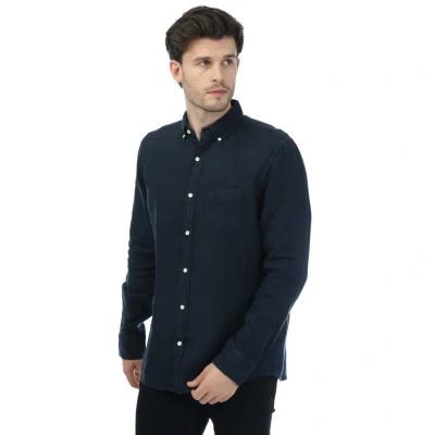 Image of Gant Mens Regular Ut Garment Dyed Linen Shirt in Navy Size 3XL