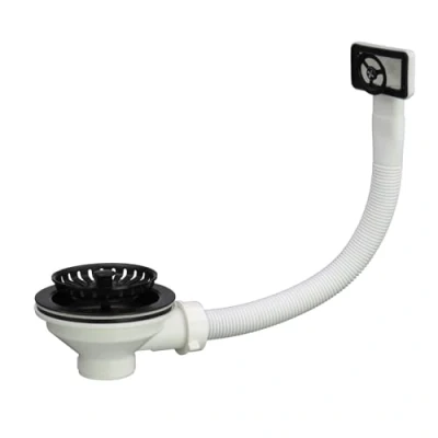 Image of Liquida SW4MB Matt Black Kitchen Sink Basket Strainer Waste with Overflow