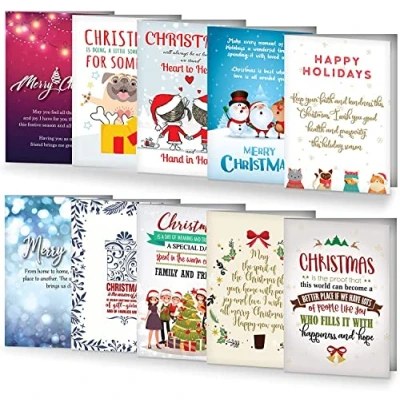 Image of THE TWIDDLERS 30 Pack Christmas Greeting Cards with Classic Xmas Quotes and Assorted Festive Designs Individual Envelope Personalised Season Card for Gift Presents All Ages