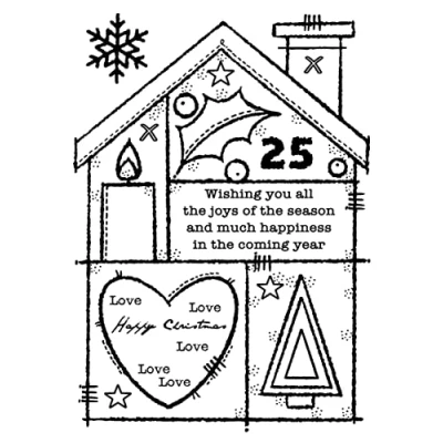Image of Woodware Francoise Collection Christmas House Clear Stamp Set, Transparent, 6 x 4 inches (FRS940)