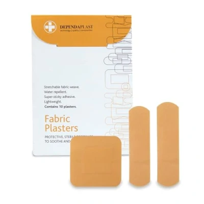 Image of Dependaplast Fabric Plasters Latex Free, Extra Flexible Fabric, Low Allergy Adhesive, Washproof, Water Repellent Coating, Lightweight &amp; Stretchable for All Day Comfort, Assorted Pack of 10