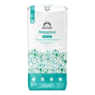 Image of Amazon Brand Mama Bear Ultra Dry Nappies, Size 6+ (16+ kg), 66 Count, White