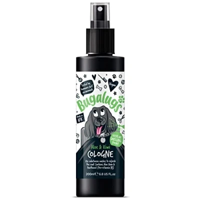 Image of BUGALUGS Dog Cologne perfume deodorant deodoriser spray use with professional groom Shampoo For Dogs, Cats &amp; Pets (Aloe Kiwi, 200ml)