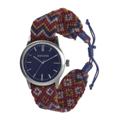Image of Kahuna Men&#039;s Quartz Watch with Brown Dial Analogue Display and Blue Fabric Strap KGF 0007G