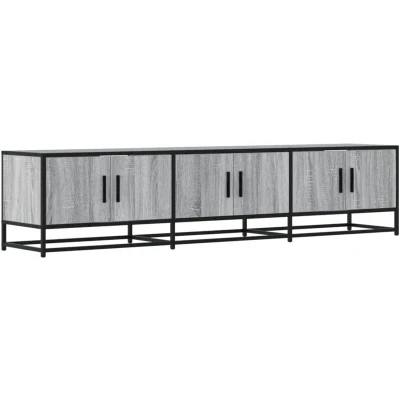 Image of vidaXL TV Cabinet Stand Media Unit Grey Sonoma Engineered Wood &amp; Metal Frame 3 Compartment Storage, 180 x 35 41 cm