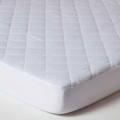 Image of HOMESCAPES Deep Quilted Double Waterproof Mattress Protector Oeko Tex Hypoallergenic &amp; Washable Topper with Fully Elasticated 30 cm Thick Stretch Fabric Skirt
