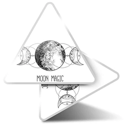 Image of 2 x Triangle Stickers 10cm Wicca Moon Magic Astrology Alchemy Boho Laptop Tablet Luggage Scrapbook #46428