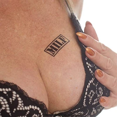 Image of 2 x Small Stemp Milf Tattoo Lettering in Black Sexy Kinky (2)