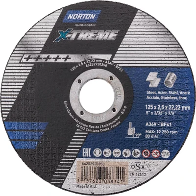Image of Norton Saint Gobain 125x2.5x22.23mm Nor Xtreme Cutting Disc A36V Type 41