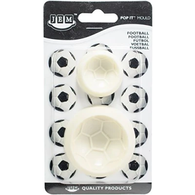 Image of PME JEM &quot;Pop It&quot; Football Shaped Mould for Cake Decorating, Large/Small, Set of 2,Off white,6x2x6 cm