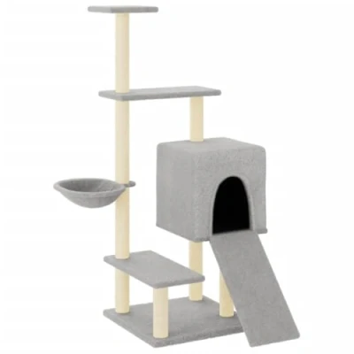 Image of vidaXL Cat Tree with Sisal Scratching Posts Light Grey 130.5 cm