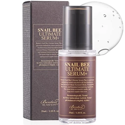 Image of BENTON Snail Bee Ultimate Serum Plus 35ml (1.18 fl.oz.) Secretion Filtrate, Venom, Tea Tree Leaf Water Contained Skin Nourishing &amp; Soothing Facial for Damaged, Acne Prone