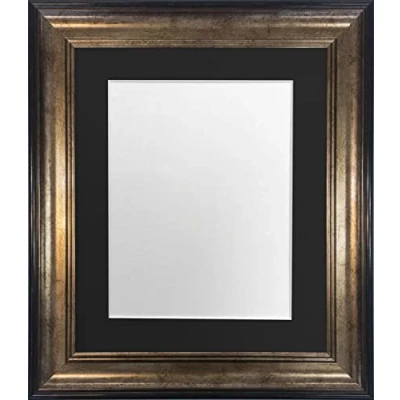 Image of FRAMES BY POST Scandi Black &amp; Gold Picture Photo Frame with Mount A2 Image Size A3