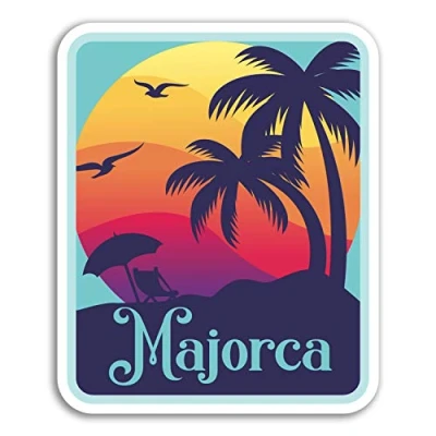 Image of 2 x 10cm Majorca Vinyl Stickers Spain Sunset Fun Sticker Laptop Luggage #18467 (10cm Tall)