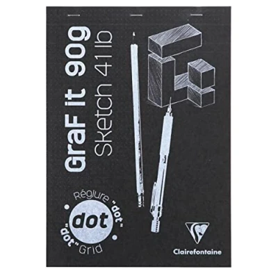 Image of Clairefontaine 96653C Graf&#039;It Stapled Pad 80 Sheets Drawing Sketch Paper DOT Dotted Ruler Detachable A4 21x29.7 cm 90g Random Ass Cover Pack of 5 Pads