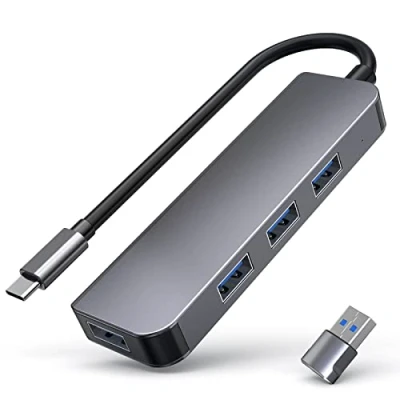 Image of USB C Hub,With to Adapter,USB 3.0 Port Adapter for Laptop 4 Ports,Aluminum Adapter, Compatible MacBook Pro/Air 2020/2019, iPad Pro,XPS