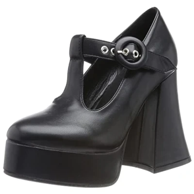Image of LAMODA Slipping Through My Fingers Platform Heels, UK 4 Black Pu