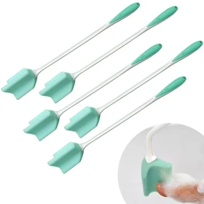 Image of 5 Pack Helping Hand Long Handled Toe and Foot Scrubber Sponge. Bendable Bath Shower Sponge for Washing Feet Between Toes. Extra 26 / 66cm