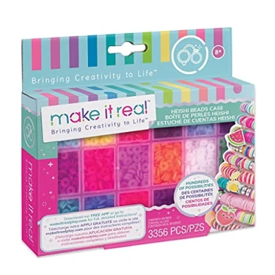 Image of Make It Real Heishi Friendship Necklace and Bracelet Beads with Storage Case Jewellery Set for Girls Arts &amp; Crafts Kids