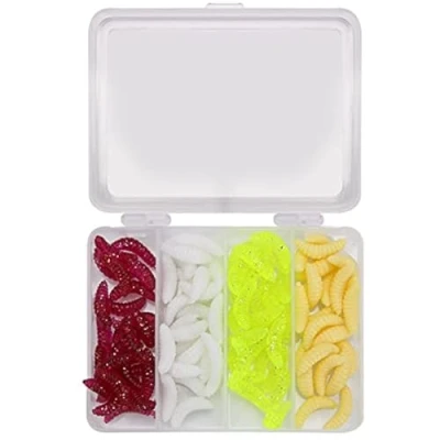 Image of ANCLLO 100pcs Fresh Water Fishing Bait, Soft Plastic Worms, Bass Bait Shad Lure, Lures, Worm Baits