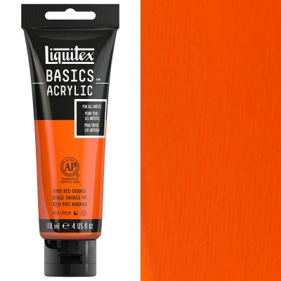 Image of LIQUITEX Basics Acrylic Paint, Vivid Red Orange, 118 ml Tube