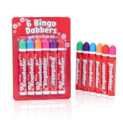 Image of evelay Bingo Dabbers Markers Mixed Colours Pens for Tickets Games Pack of 6