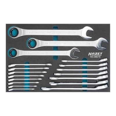 Image of HAZET 163 366/18 12 Point Profile Ratcheting Combination Wrench Set Multi Colour