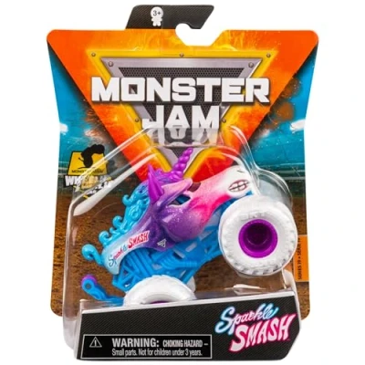 Image of Monster Jam 2021 Spin Master 1:64 Diecast Truck with Wheelie Bar: Crazy Creatures Sparkle Smash