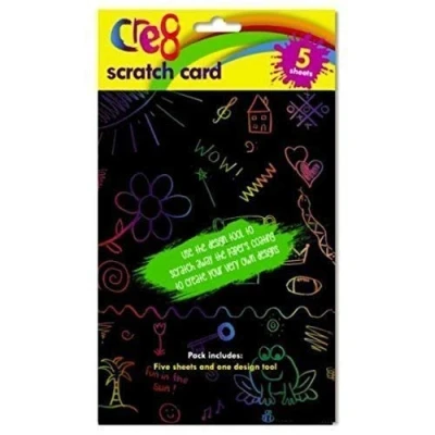 Image of Childrens A5 Scratch Art Doodle Sheets Card Craft Drawing Activity&#039;s Rainbow Party Bag Toy