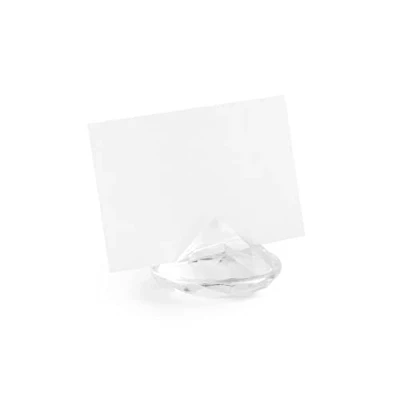 Image of PartyDeco Pack of 10 Transparent Diamond Placeholders, approx. 4 cm
